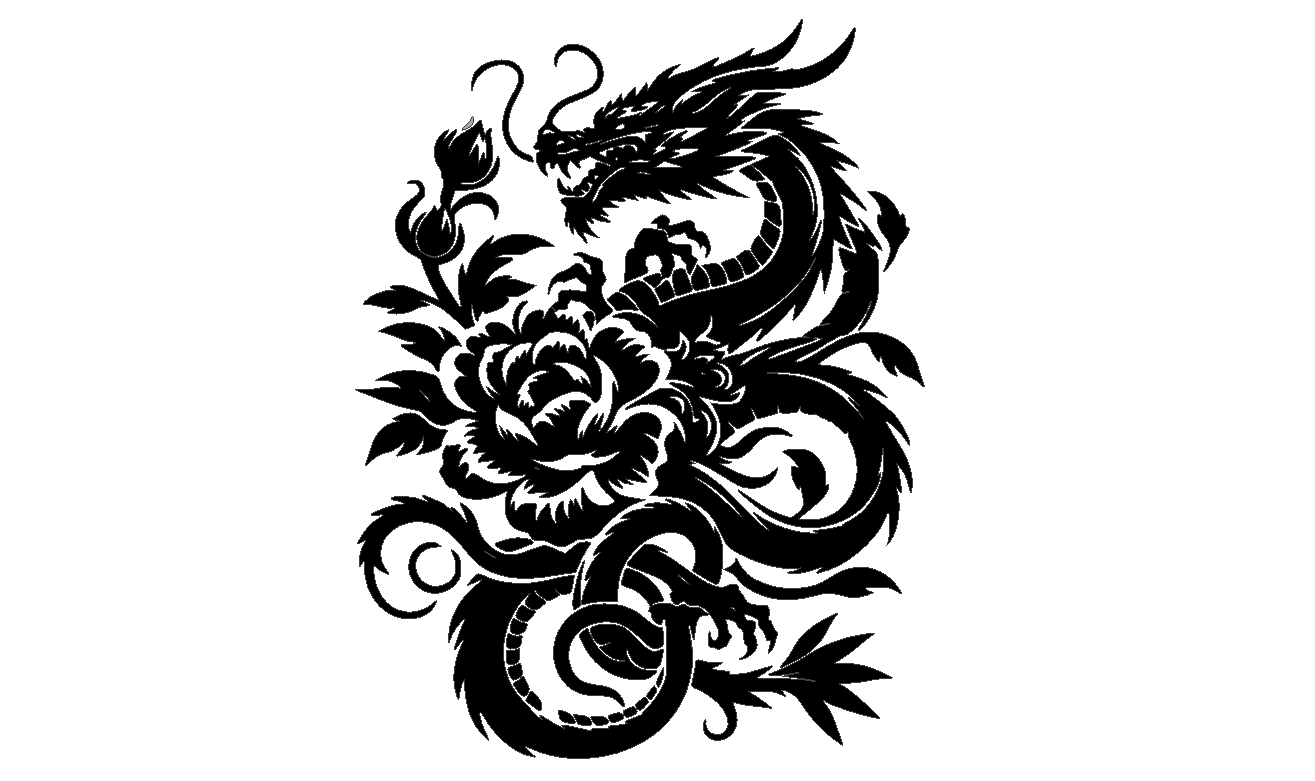 A0009301-龙与牡丹雕刻装饰画