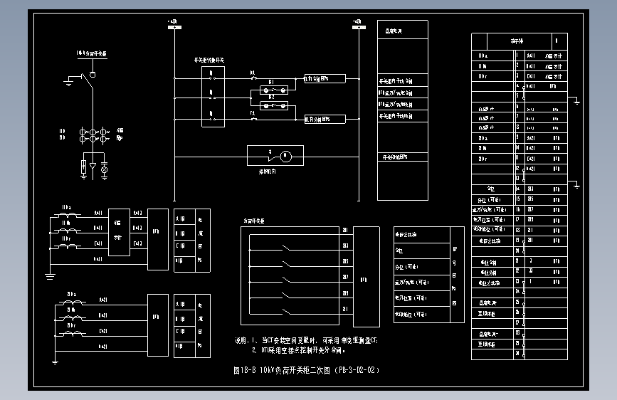 图18-8 10kV负荷开关柜二次图（PB-3-D2-02）