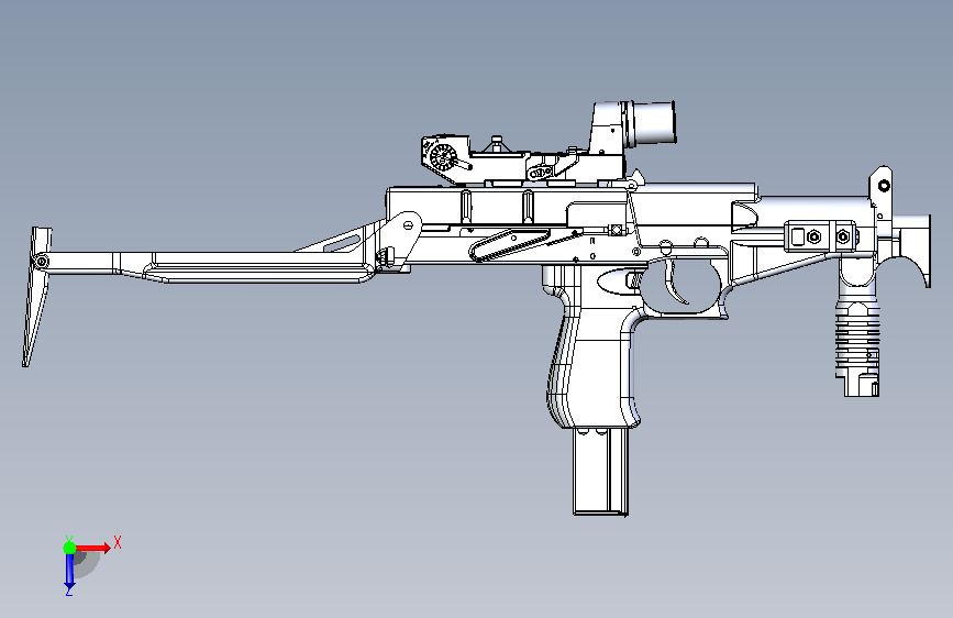 SR-2M冲锋枪 俯视图
