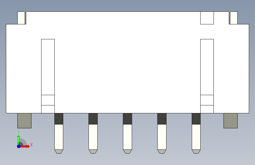 226-JST接口-PH SMD (R)5PIN 2.00MM STEP 正面视图