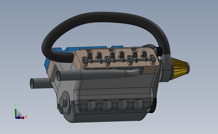 V6 双涡轮增压发动机整体模型SolidWorks