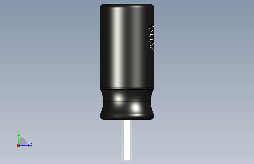 Capacitor 4.7uF 50V film.STEP_电容 4.7微法 50V 薄膜_. 左侧视图