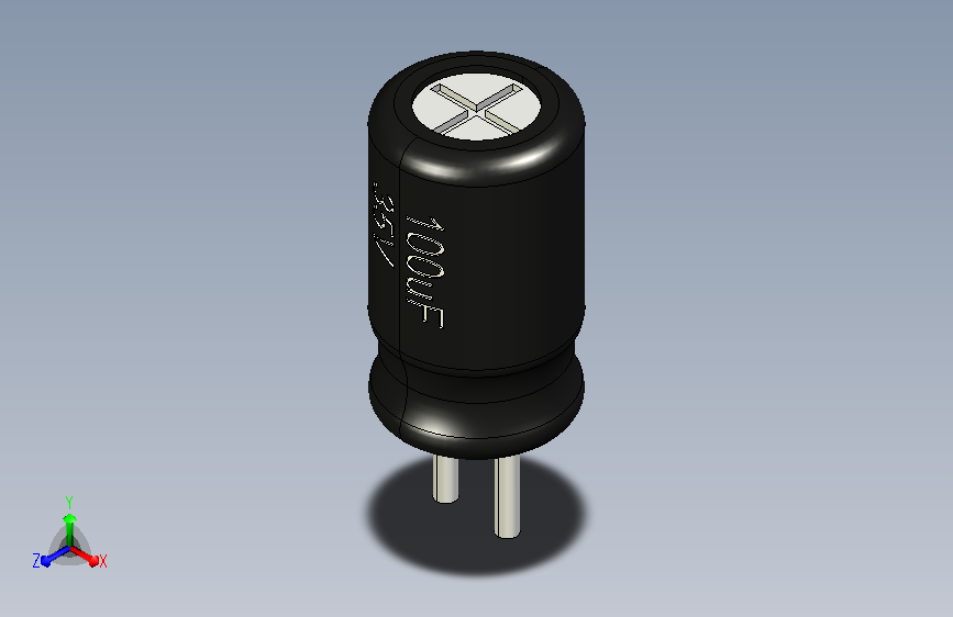 Capacitor 100uF 35V film.STEP_电容 100uF 35V 薄膜_。