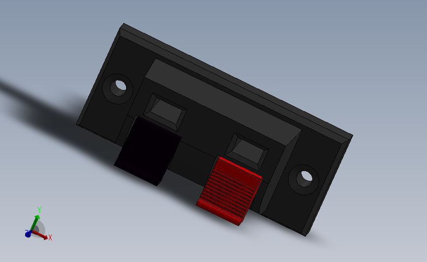2 个位置的扬声器端子的小型 3D 模型