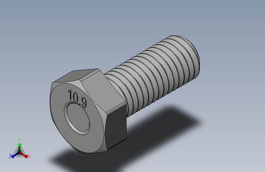 91310A712_High-Strength Class 10.9 Steel Hex Head Screw.SLDPRT_91310A712_高强度10.9级钢 六角头螺钉