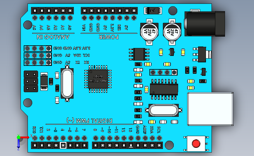 Arduino Uno R3 开发板完整模型_STEP_模型图纸下载 – 懒石网