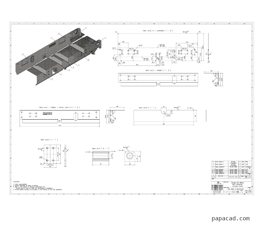 PVC平带输送带3D和2D成套工程电动减速电机驱动IGES SW STL