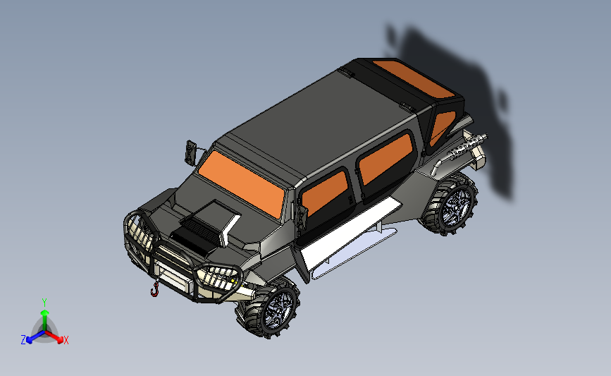 4x4拖车全地形拖车越野车精确模型STEP
