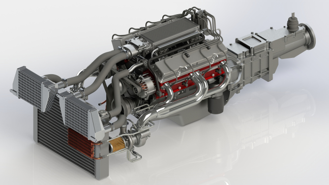 V8发动机完整模型带变速器