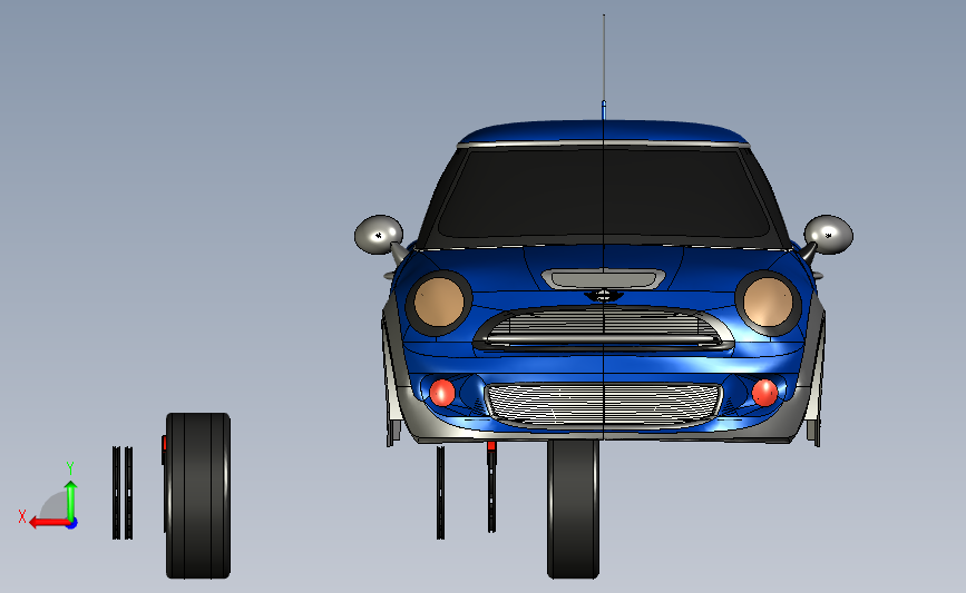minicopper汽车模型 背面视图