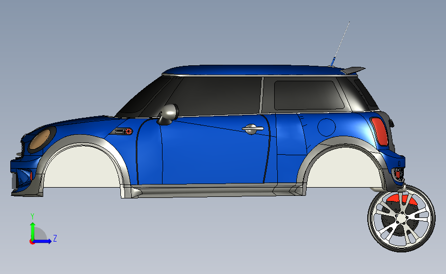 minicopper汽车模型 左侧视图