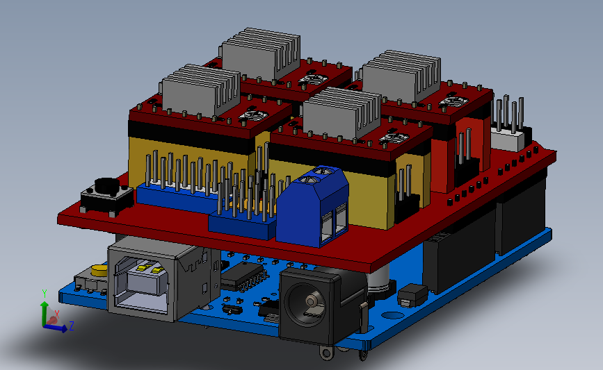 带有 A4899 步进电机驱动器电路屏蔽的 Arduino Uno CNC 防护罩