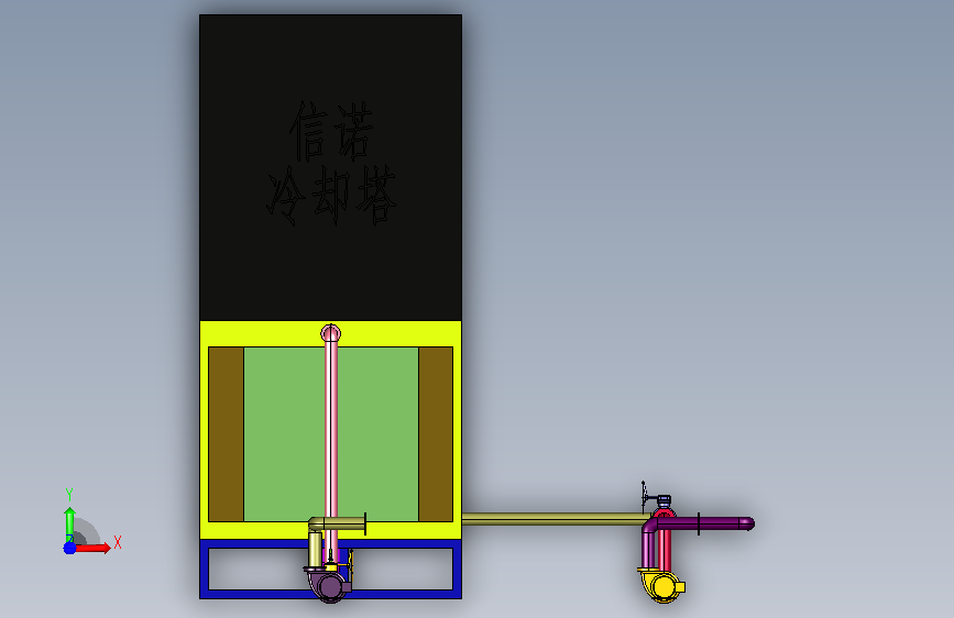 多组水轴喷淋加湿器械 正面视图