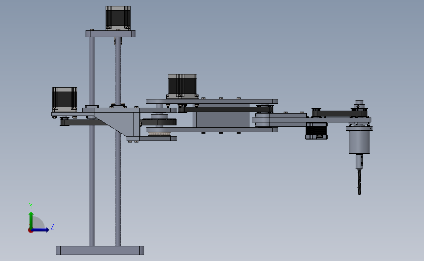 载荷7kg钻孔作业的四自由度机械臂SolidWorks 左侧视图