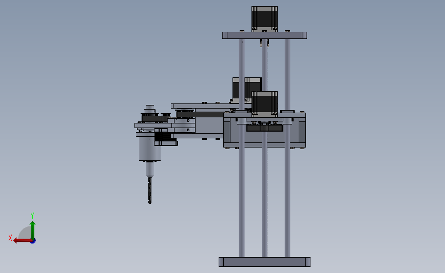 载荷7kg钻孔作业的四自由度机械臂SolidWorks 背面视图