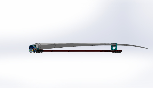 A0010479-风力发电机叶片运输在机翼载运拖车上