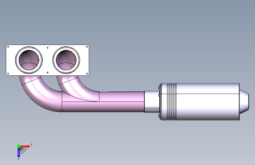 排气管和消声器 catia 俯视图