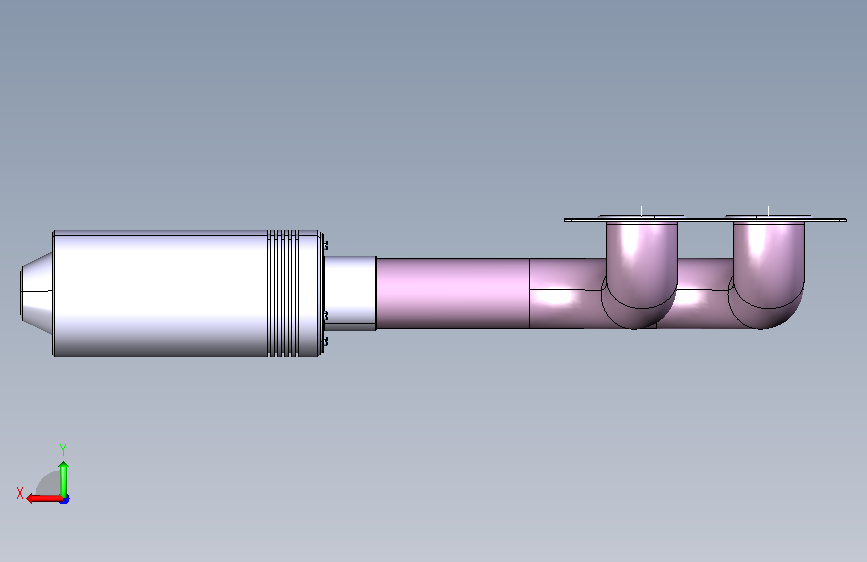 排气管和消声器 catia 背面视图