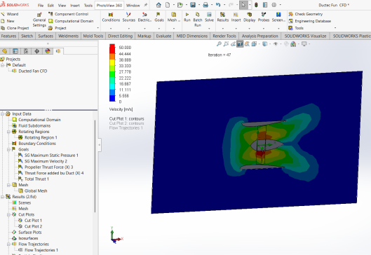 A0010692-使用SolidWorks CFD模拟分析管道风扇中的流速分布和流体轨迹模式