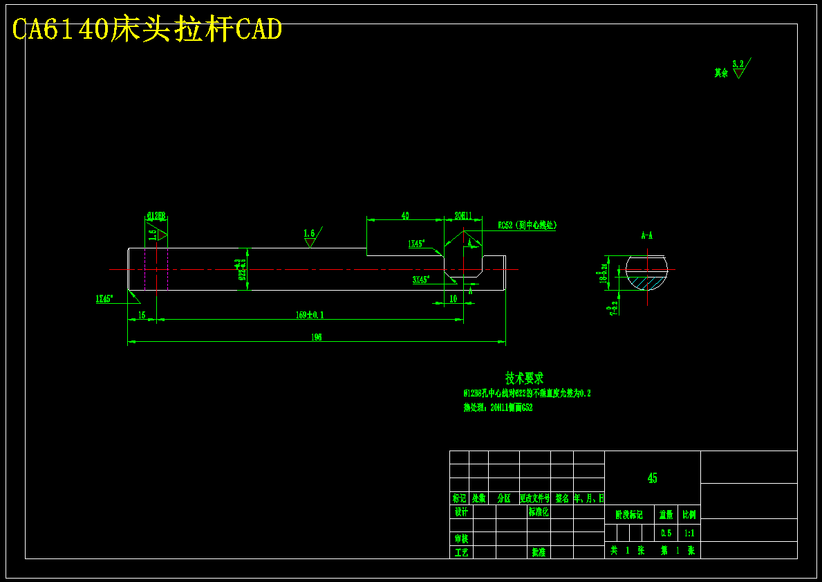 1687--CA6140床头拉杆工艺及铣平面夹具设计【轴长196】