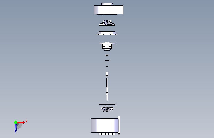 A0011300-涡轮增压器涡轮卷设计 CFD FEA 俯视图