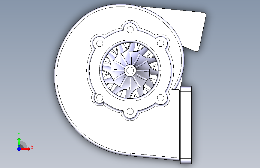 A0011300-涡轮增压器涡轮卷设计 CFD FEA 正面视图