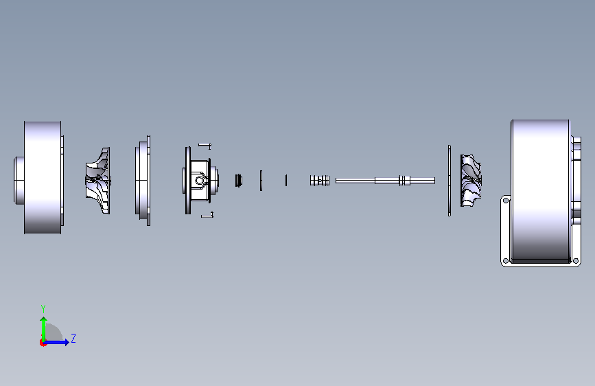 A0011300-涡轮增压器涡轮卷设计 CFD FEA 左侧视图