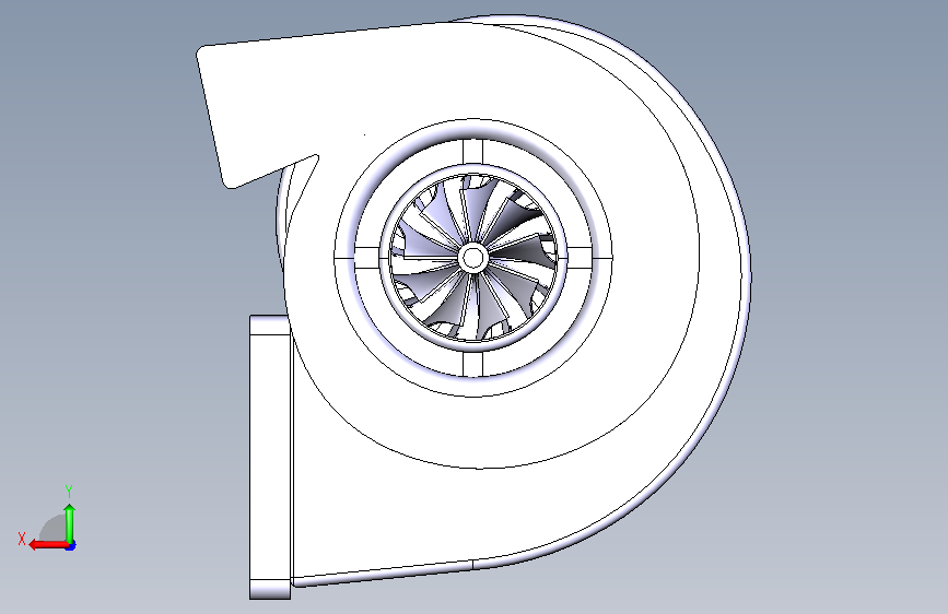 A0011300-涡轮增压器涡轮卷设计 CFD FEA 背面视图