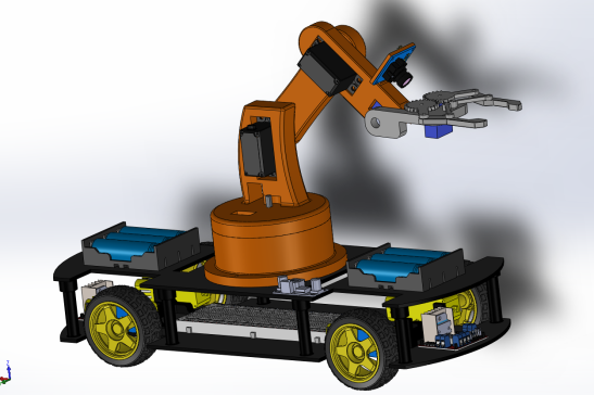 Mobile robot带机械臂的移动编程小车3D图纸 Solidworks设计