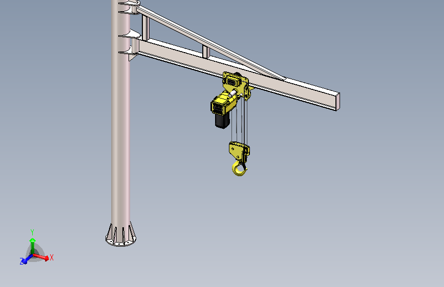 3吨悬臂式电动葫芦提升机3D数模图纸 Solidworks18设计