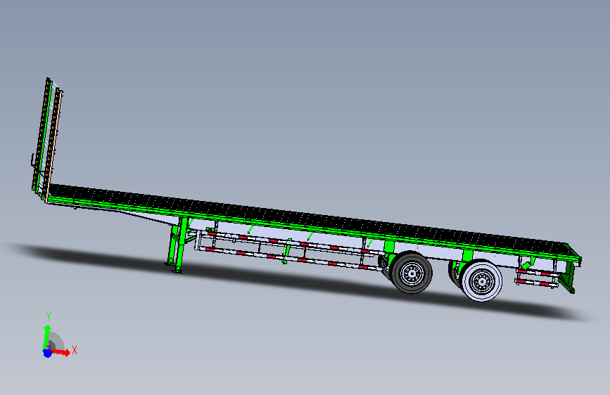 44英尺长挂车拖车3D图纸 Solidworks设计