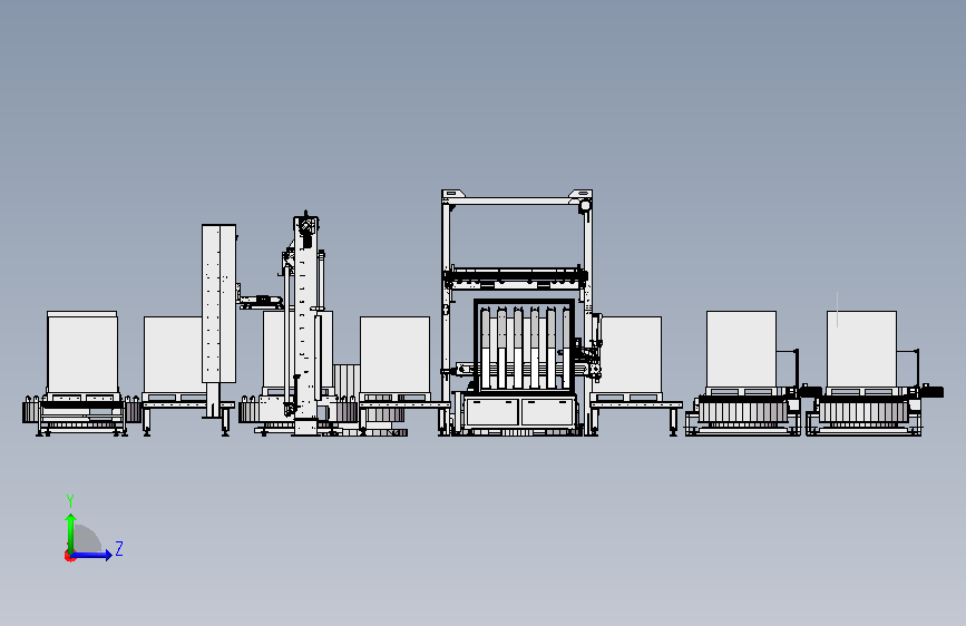 Cell packaging wire电池封装线3D数模图纸 Solidworks设计 左侧视图