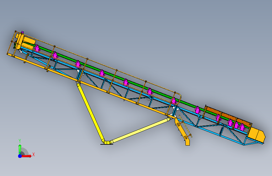 mine conveyor矿用输送机3D数模图纸 STP格式 正面视图