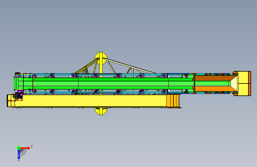 mine conveyor矿用输送机3D数模图纸 STP格式 俯视图