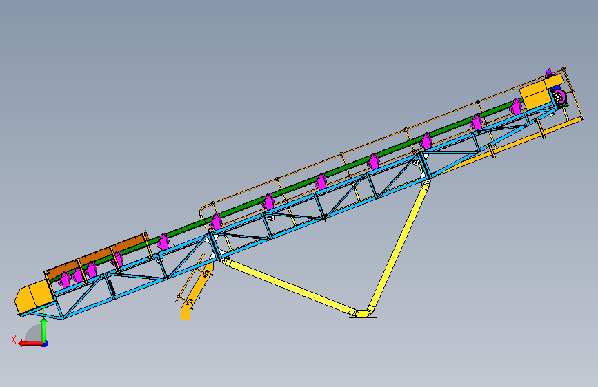 mine conveyor矿用输送机3D数模图纸 STP格式 背面视图