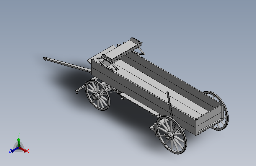 旧式手拉货车3D模型图纸 Solidworks设计 附step igs x_t格式