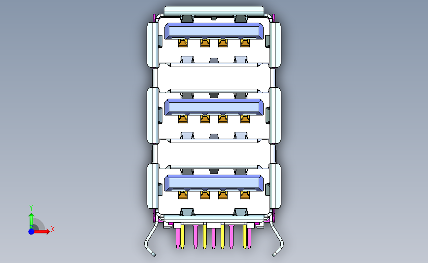 三重USB3.0_STEP_模型图纸下载 – 懒石网