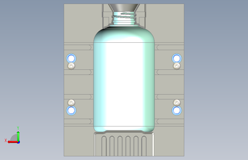 500ml 圆瓶吹塑模具 背面视图