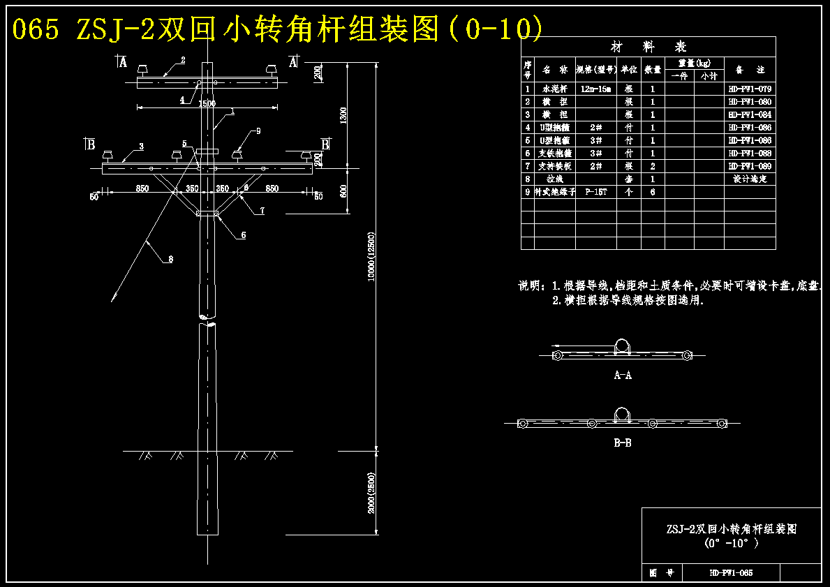 10KV高压线路杆型安装图纸 142552