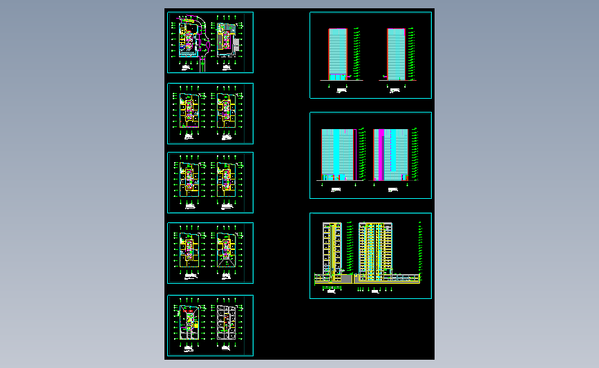 现代高层办公楼平立剖全