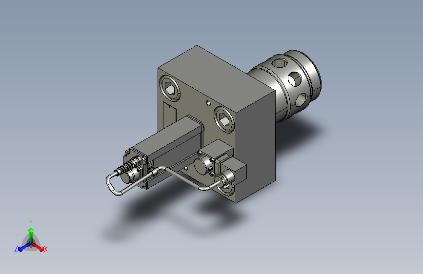 A0013108-比例流量控制阀(Rexroth - BOSCH)。 - 2通比例节流阀FES型。 - 公称尺寸63。 - 配件模式符合DIN 24342形式A。 - 配有内置控制电子设备。 主视图