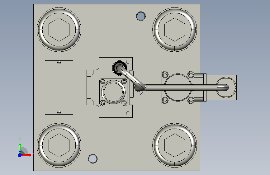 A0013108-比例流量控制阀(Rexroth - BOSCH)。 - 2通比例节流阀FES型。 - 公称尺寸63。 - 配件模式符合DIN 24342形式A。 - 配有内置控制电子设备。 正面视图