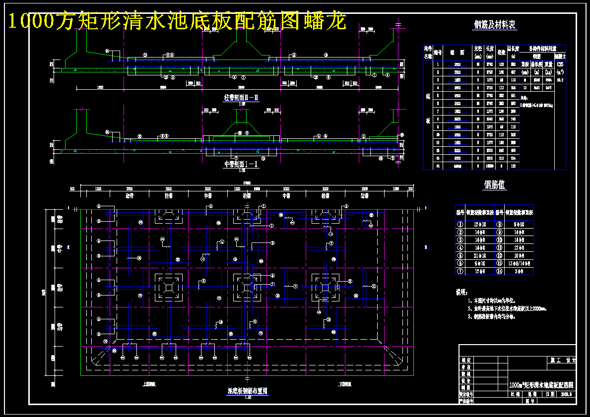 1000方矩形清水池设计图 359844