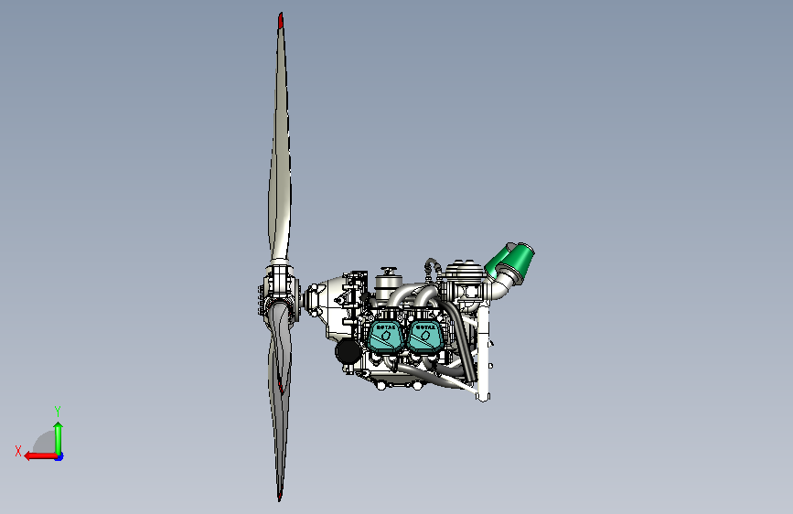 A0013286-发动机 ROTAX 912 + 螺桨 + 发动机支架 背面视图