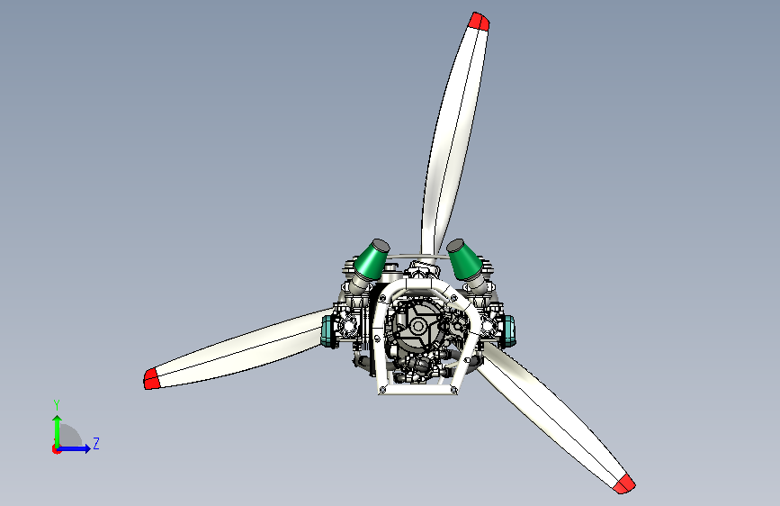A0013286-发动机 ROTAX 912 + 螺桨 + 发动机支架 左侧视图
