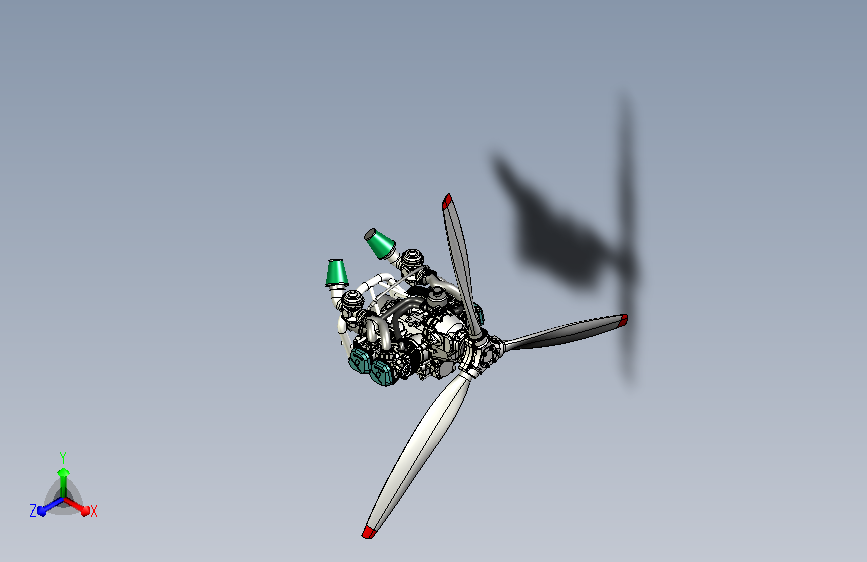 A0013286-发动机 ROTAX 912 + 螺桨 + 发动机支架 主视图
