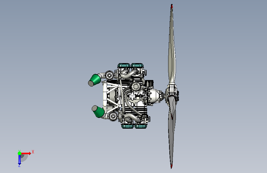 A0013286-发动机 ROTAX 912 + 螺桨 + 发动机支架 俯视图
