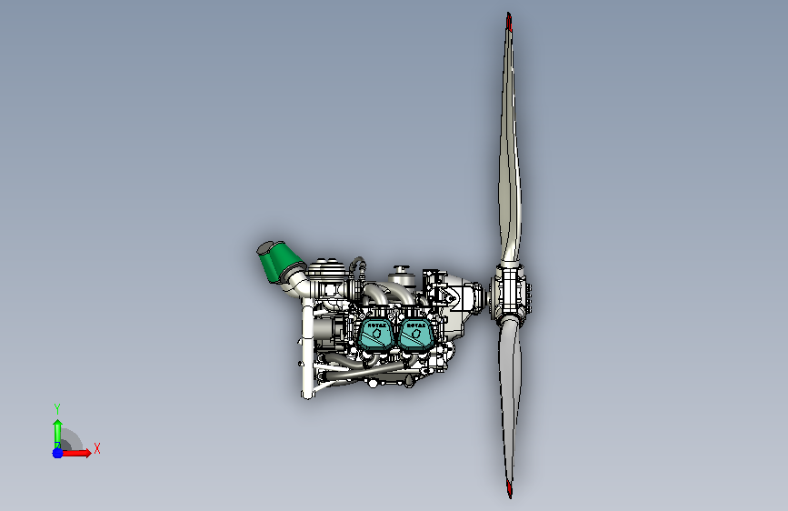 A0013286-发动机 ROTAX 912 + 螺桨 + 发动机支架 正面视图
