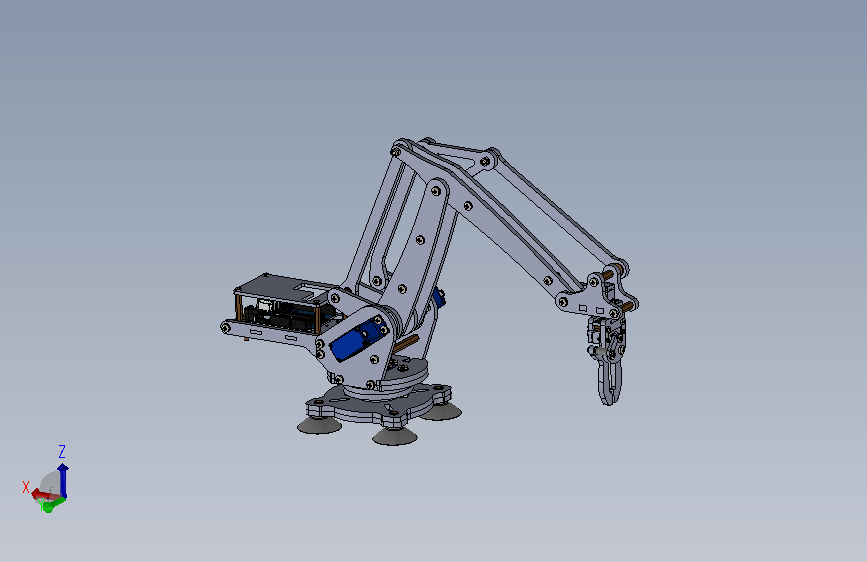 气动抓夹抓取机器人设计（SW+CAD+说明书）