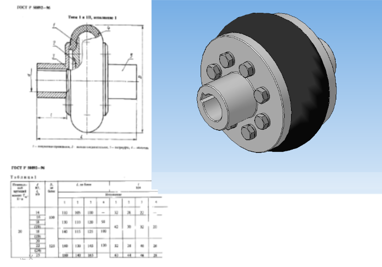 轴d35mm GOST R 50892-96的环形壳弹性联轴器,扭矩传递为315Nm